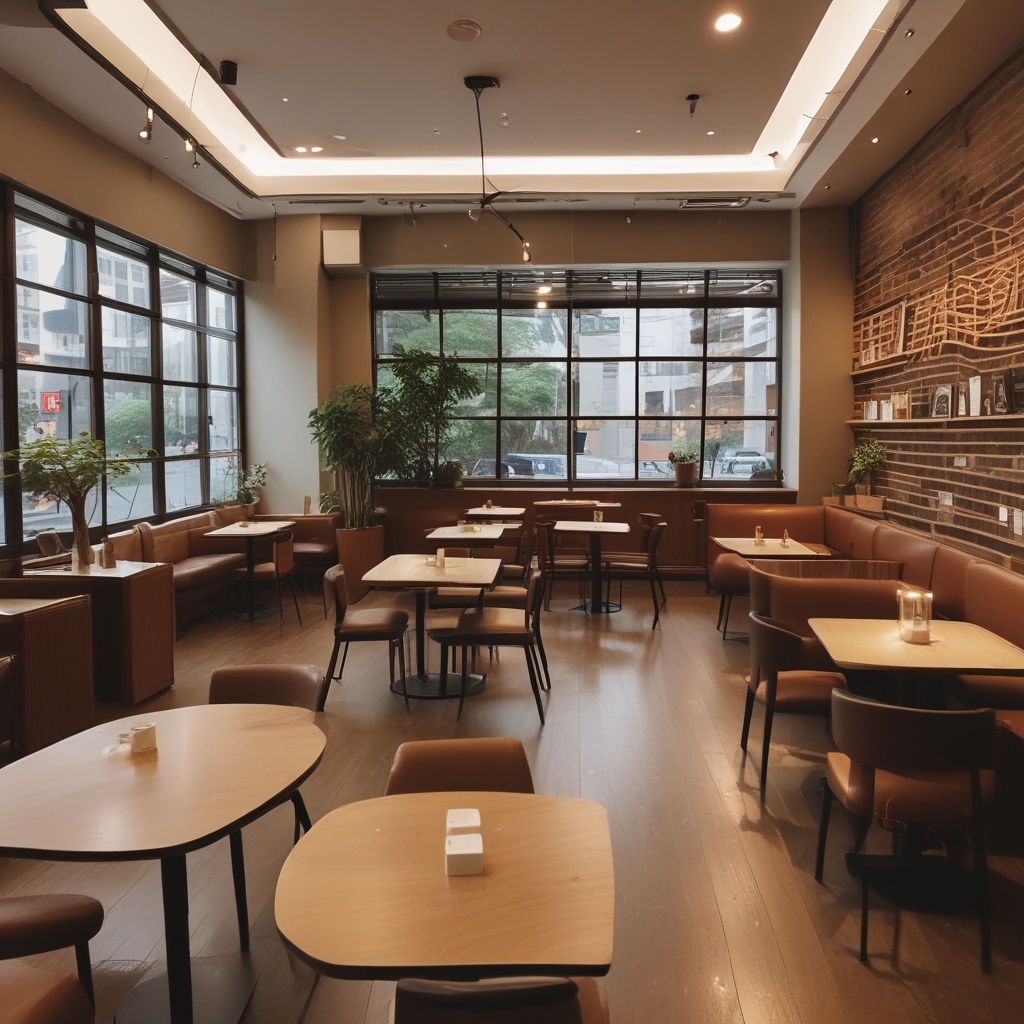 Interior of the cafe in Ginza